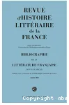 Revue d'histoire littéraire de la France, Bibliographie de la litterature francaise, année 2018